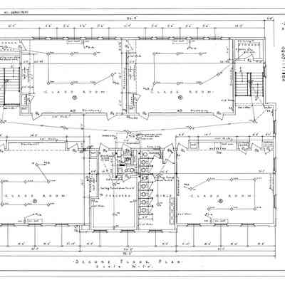 Passamaquoddy Bay Tidal Power Development | Temporary Buildings | School-House | Second Floor Plan | Q-E 28/2