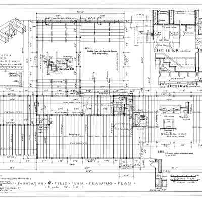 Passamaquoddy Bay Tidal Power Development | Temporary Buildings | Guest House | Foundation & First Floor Framing Plan | Q-E 20/5
