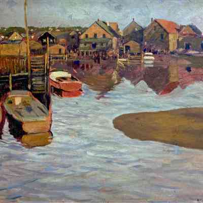 William Starkweather | Toward Evening, Port Maitland, Nova Scotia, 1952, oil, 15 1/2”x19 3/8”