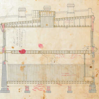 Beckett Block, Water Street, Eastport, Maine, 1887 | Cross Section Plan of Building | Henry N. Black, Architect