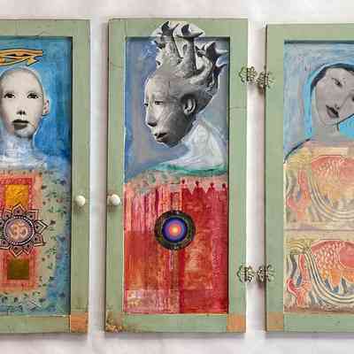 Elizabeth Ostrander | Painted Kitchen Cabinet Doors | Eastport, Maine