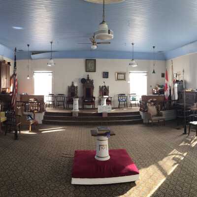 View of second floor of Masonic Hall looking east. Photograph taken in 2020.