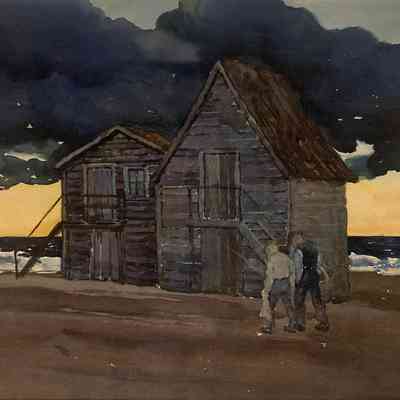 William Starkweather | Fisherman Returning at Twilight, watercolor, 19 1/4”x24”