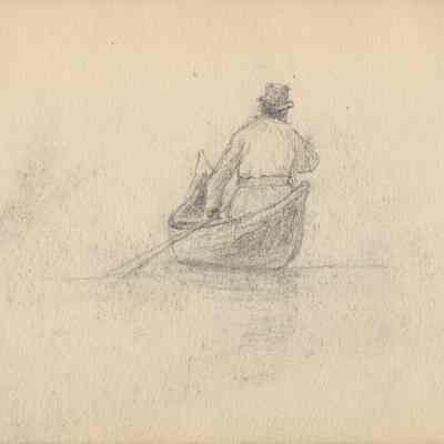 Drawing of Tomah Joseph, Passamaquoddy, in canoe | Campobello Island, New Brunswick, 1898