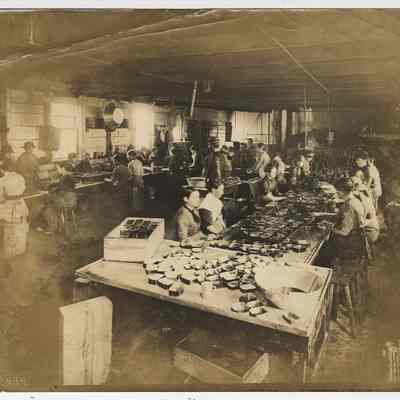 Sardine Factory, Filling Cans, Eastport, Maine