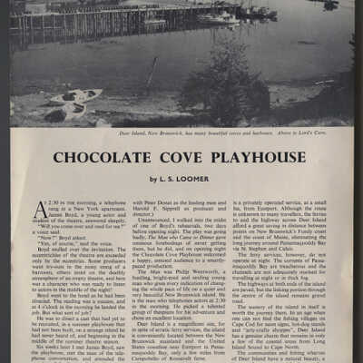 Chocolate Cove Playhouse | L.S. Loomer | The Atlantic Advocate, September, 1959, pp. 95 - 98