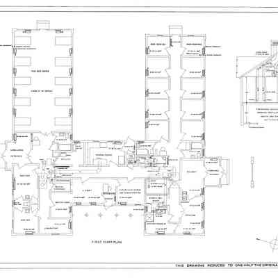 Passamaquoddy Bay Tidal Power Development | Temporary Buildings | Hospital | First Floor Plan | Q-E 24/9
