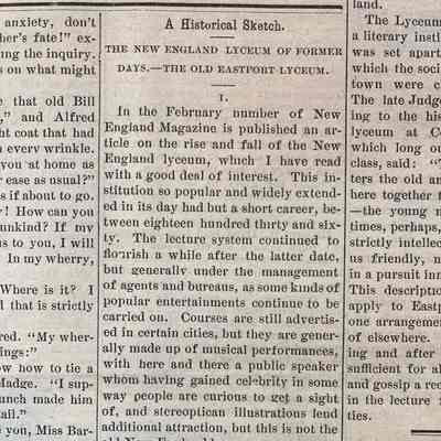 History of the Eastport Lyceum | Quoddy (William Henry Kilby)