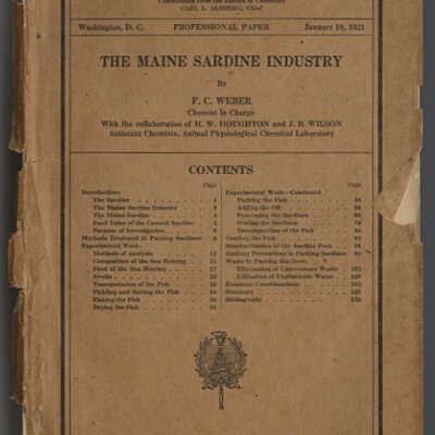 The Maine Sardine Industry | F.C. Weber | United States Department of Agriculture, Bulletin No. 908, January 18, 1921