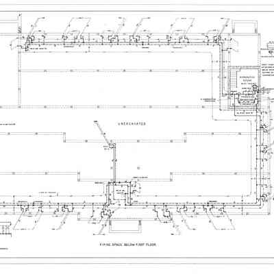 Passamaquoddy Bay Tidal Power Development | Temporary Buildings | School | Piping Space Below First Floor | Q-E 28/13