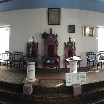 View of second floor of Masonic Hall looking east. Photograph taken in 2020.