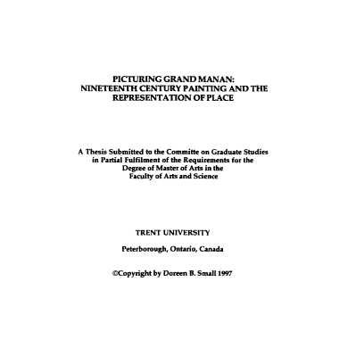 Picturing Grand Manan: Nineteenth Century Painting and the Representation of Place | Doreen Small | M.A. Thesis, Trent University, 1998