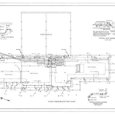 Passamaquoddy Bay Tidal Power Development | Temporary Buildings | Guest House | Piping Space Below First Floor | Q-E 20/13