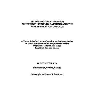 Picturing Grand Manan: Nineteenth Century Painting and the Representation of Place | Doreen Small | M.A. Thesis, Trent University, 1998