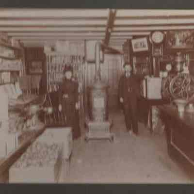 Photograph 43Key2. From Pat & Sven Oftedal. Photograph was found on Ancestry.com, showing the interior of the store with John & Emma McGregor.