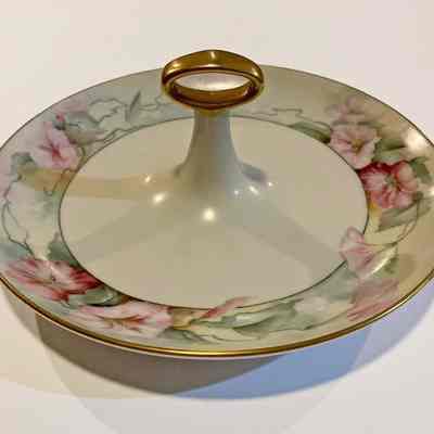 Dish with Handle. Hand Painted China | Martha "Mattie" Waide | Eastport, Maine