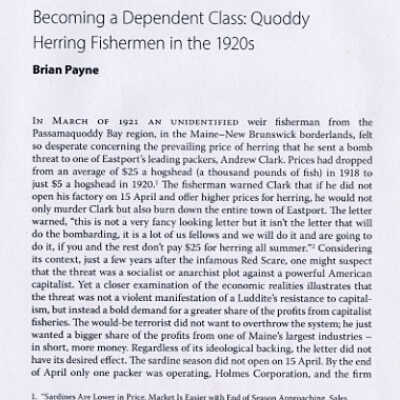 Becoming a Dependent Class: Quoddy Herring Fishermen in the 1920s | Brian Payne | Labour / Le Travail, 81 (Spring 2018), pp. 87 - 117