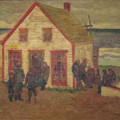William Starkweather | Post Office at Havre-Aubert, Magdalen Islands, 1938, oil, 11 1/8”“ x15 1/2”