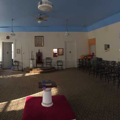View of second floor of Masonic Hall looking west. Photograph taken in 2020.