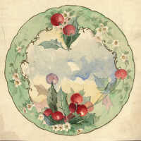 Martha "Mattie" Waide (1857-1929) | Loose Leaf Bound Book of Watercolors and Drawings for Hand Painted China, c. 1900 | Eastport, Maine