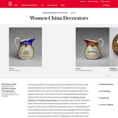 Women China Decorators | Barbara Veith and Alice Cooney Frelinghuysen | In Heilbrunn Timeline of Art History. New York: The Metropolitan Museum of Art, 2000–.
