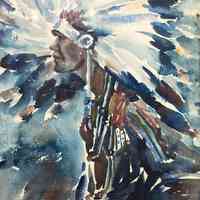 Enid Spidell (1905-?) | Passamaquoddy Portrait | Watercolor | 1933