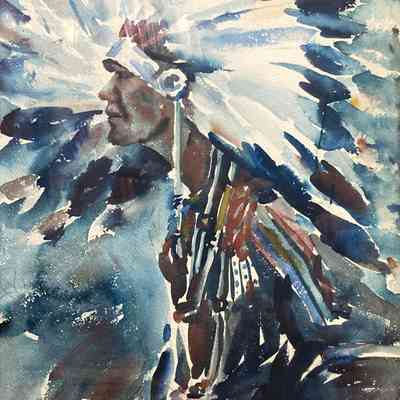 Enid Spidell | Passamaquoddy Portrait | Watercolor | 1933