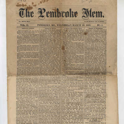 The Pembroke Item | Newspaper | Vol. II, No. 9, Wednesday, March 28, 1888 | Pembroke, Maine