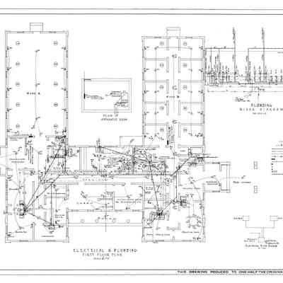 Passamaquoddy Bay Tidal Power Development | Temporary Buildings | Hospital | Electrical & Plumbing: First Floor Plan | Q-E 24/7