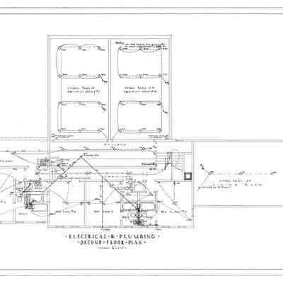 Passamaquoddy Bay Tidal Power Development | Temporary Buildings | Guest House | Electrical & Plumbing, Second Floor Plan | Q-E 20/12