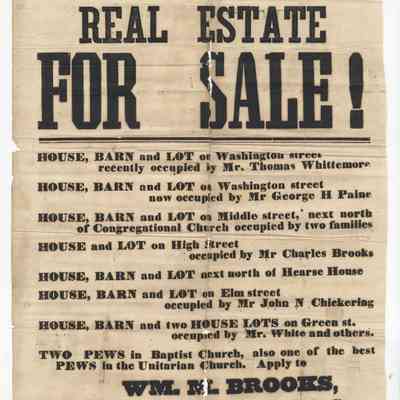 Real Estate for Sale | Broadside | William M. Brooks or G.F. Wadsworth's Store | Eastport, Maine | September 20, 1864