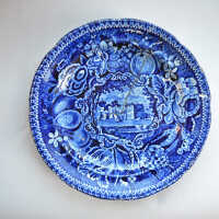 Flow Blue Plate | R. Hall's, Select Views, Warleigh House, Somersetshire, England | Stone China | c.1825