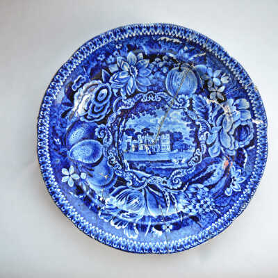 Flow Blue Plate | R. Hall's, Select Views, Warleigh House, Somersetshire, England | Stone China | c.1825