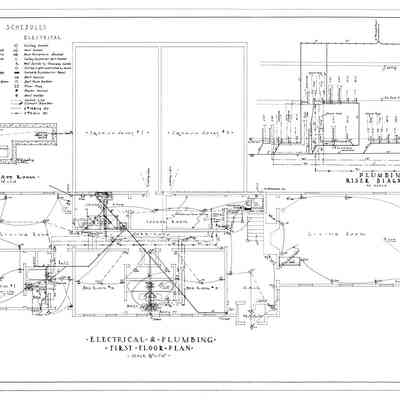 Passamaquoddy Bay Tidal Power Development | Temporary Buildings | Guest House | Electrical & Plumbing, First Floor Plan | Q-E 20/11