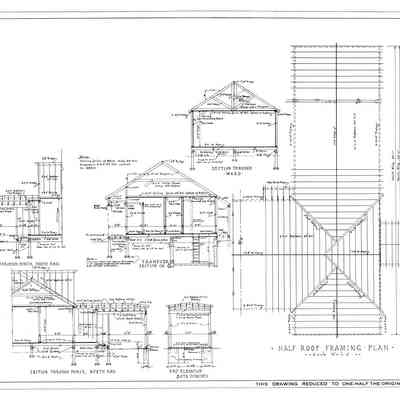 Passamaquoddy Bay Tidal Power Development | Temporary Buildings | Hospital | Half Roof Framing Plan | Q-E 24/6