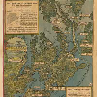 Passamaquoddy Tidal Power Project Map | Boston Sunday Post, July 28, 1935