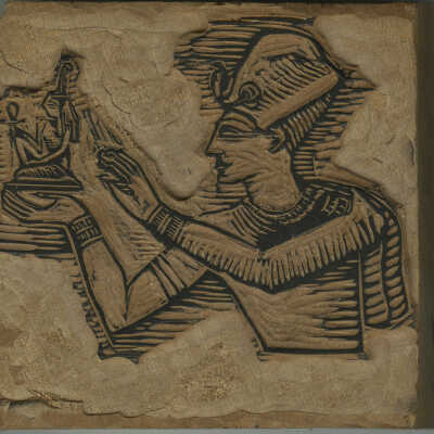 Untitled Block [Egyptian Profile with Votive Statue] | Pauline Inman (?)