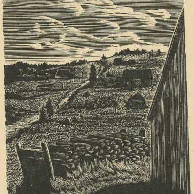 View from the Barn | Pauline Winchester Inman | Wood Engraving | 1951