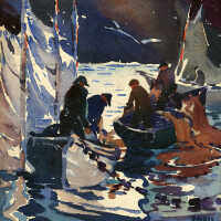 George Pearse Ennis (1884-1936) | Seining A Weir Scene |