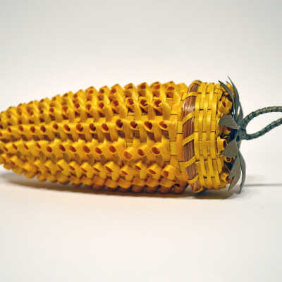 Yellow Corn Shaped Basket [Passamaquoddy] | Clara Keezer