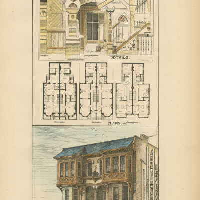 Design for a Double Dwelling for C. Flood Esq., King Street East, St. John, New Brunswick. | Clark and Briggs, Architect | 1878