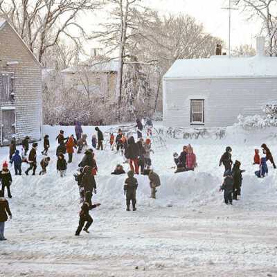 School Children Playing in Winter | Joyce Emery Kinney