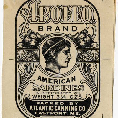 Apollo Brand | American Sardines in Cottonseed Oil. | Atlantic Canning Company | Eastport, Maine | 1903