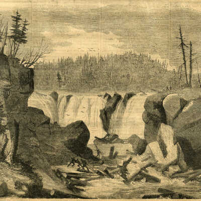 Lumbering in Maine and New Brunswick – Shooting the Fall | Harper’s Weekly | September 25, 1858