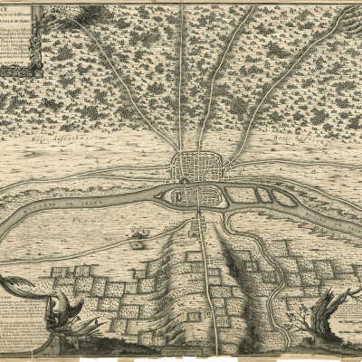 Lutece conquise par les Francois sur les Romains ou Second Plan de la Ville de Paris | Nicolas De Fer