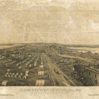 Bird's Eye View of Portland, Me: Taken Two Days After the Great Fire of July 4th 1866