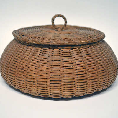 Low Urchin Shaped Basket with Lid [Passamaquoddy] | Unknown Artist