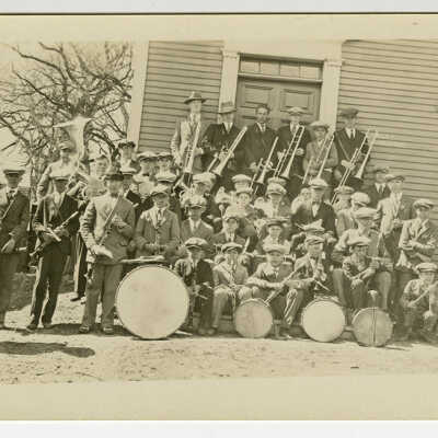 Band in front of GAR Hall, Green Street, Eastport, Maine | Postcard