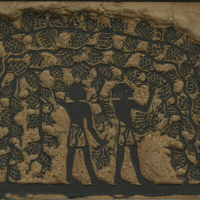 Untitled Block [Two Men Harvesting from Vines] | Pauline Inman (?)