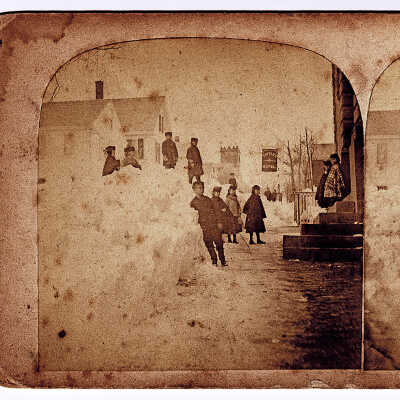 Stereoview of Winter Scene, Washington Street, Eastport, Maine | Davis Loring